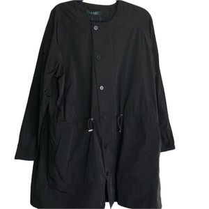 Ralph Lauren Black Button Front  Raincoat XL